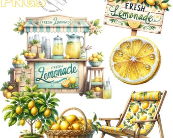 Cliparts de citrons pour un usage récréatif, artistique, ou professionnel, usage commercial inclus, tropical vibes, summer vibes, cliparts