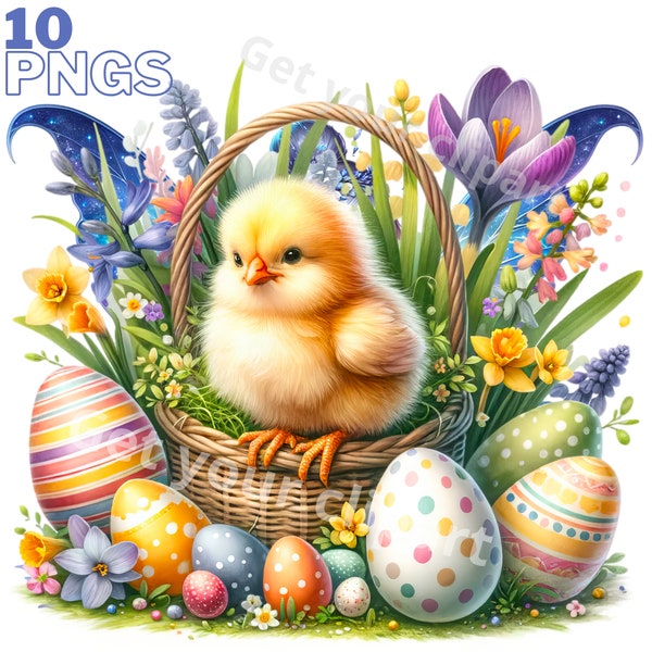 Easter chick clipart bundle, Easter clipart, Easter graphics, Easter designs, With transparent background and commercial use