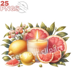 Set mit Blumenkerzen-Illustrationen, Pastell-Cliparts für alle Ihre kreativen Projekte, kommerzielle Nutzung inklusive