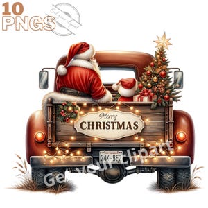 Images de camion de Noël, Images PNG d'hiver pour vos projets créatifs ou professionnels, usage commercial inclus