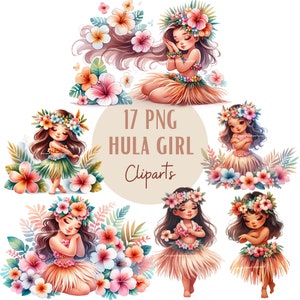 Ensemble de cliparts de vahiné, image de danseuse des îles pour vos projets créatifs, usage commercial inclus