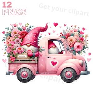 Ensemble d'illustrations de gnomes de Saint-Valentin, cliparts romantiques pour tous vos projets créatifs, usage commercial inclus