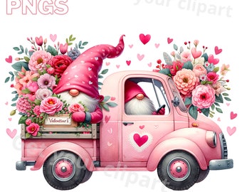 Valentines Gnome clipart bundle, Valentines clipart, Valentines png graphics, Gnome sublimation, Transparent background, Commercial Use