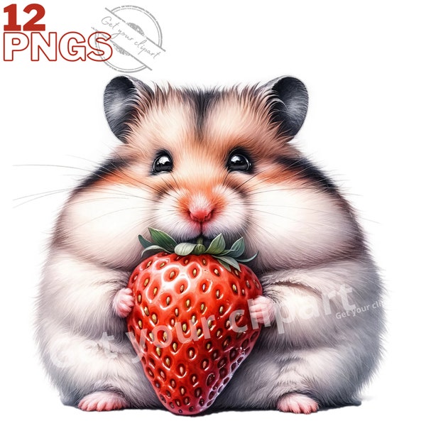 Greedy Hamster clipart bundle, Cute Hamster Watercolor Hamster graphics, with Transparent background and Commercial use