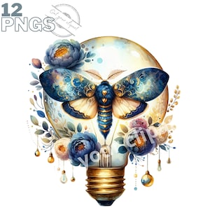 Ensemble d'illustrations de papillons de nuit, Cliparts de papillons façon aquarelle pour tous vos projets créatifs et professionnels