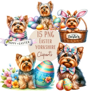 Images de Yorkshire de Pâques, Images PNG de chiens Yorkshire pour vos projets créatifs ou professionnels, usage commercial inclus