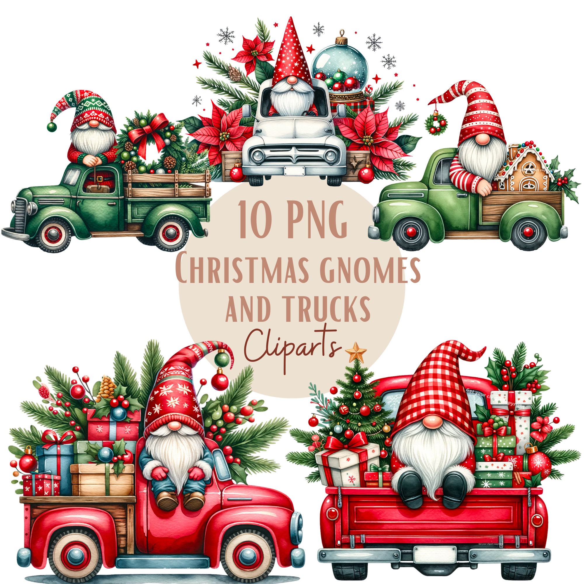Christmas Gnome and Truck Clipart Bundle, Christmas Clipart Christmas Gnome and Truck Clipart Bundle, Christmas Clipart