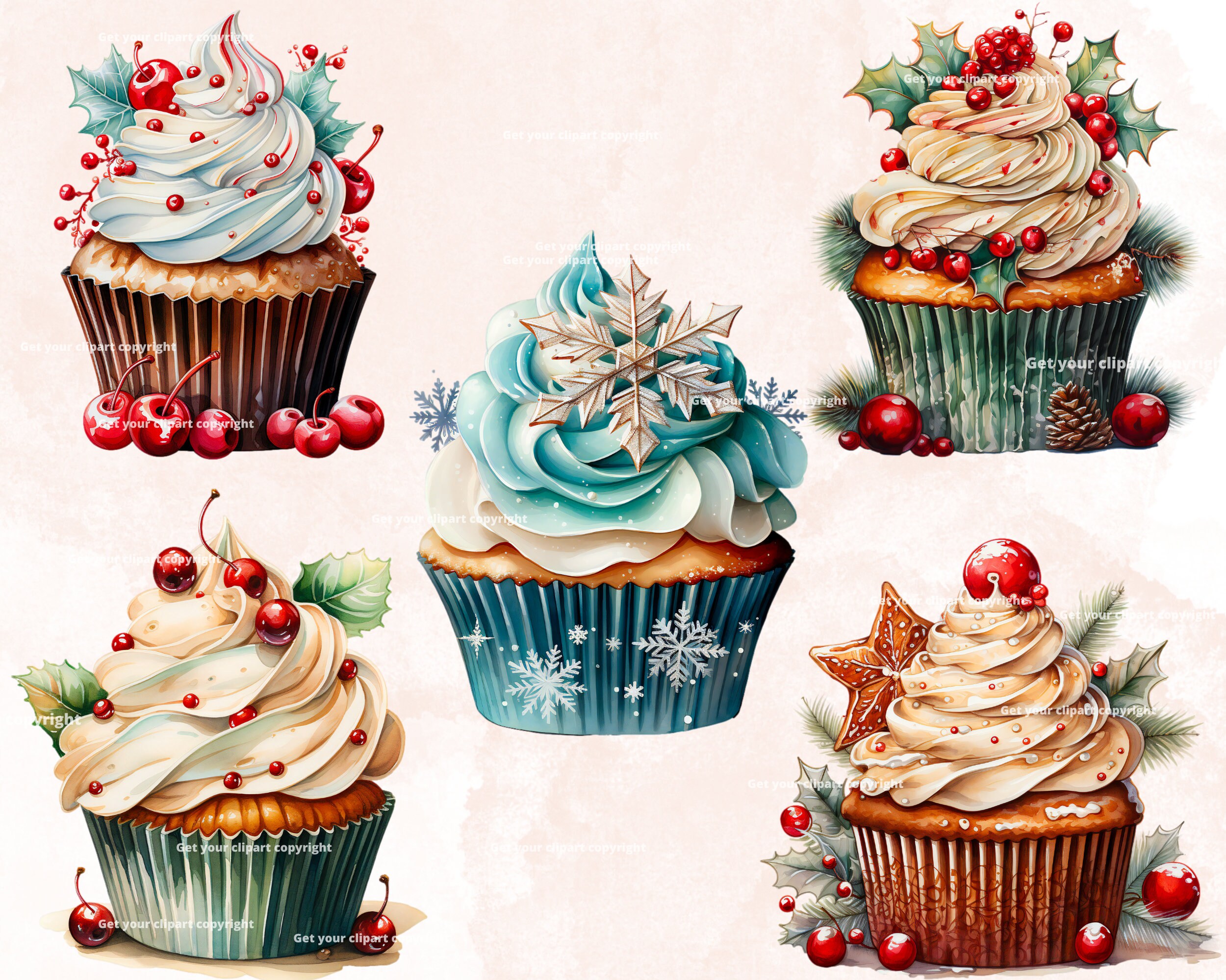 Christmas Cupcakes Clipart Bundle, Christmas Sweets, Christmas Treats ...