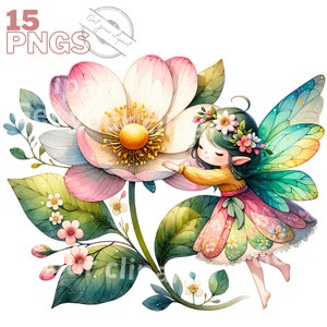 Ensemble d'illustrations de fées de printemps, cliparts féériques pour tous vos projets créatifs et professionnels, usage commercial inclus