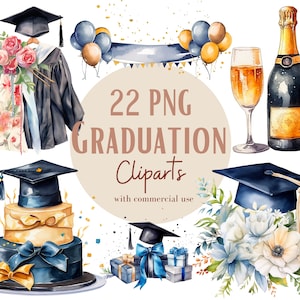 Ensemble d'illustrations de fin d'études, cliparts de diplômés pour tous vos projets créatifs et professionnels, usage commercial inclus
