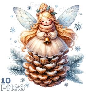 Ensemble d'illustrations de fées d'hiver, cliparts d'hiver pour tous vos projets créatifs et professionnels, usage commercial inclus