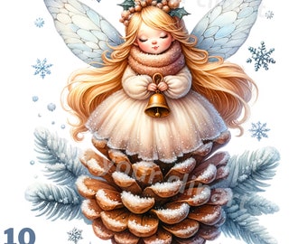 Set winterfee-illustraties, winterclipart voor al uw creatieve en professionele projecten, inclusief commercieel gebruik