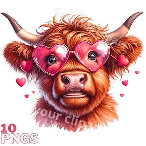 Images de Highland de Saint-Valentin, Images PNG de Saint-Valentin pour vos projets créatifs ou professionnels, usage commercial inclus