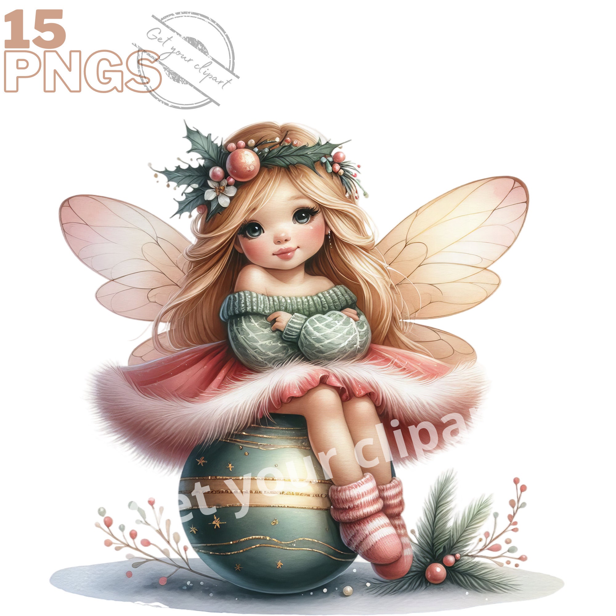 Christmas Fairy Clipart Bundle, Christmas Png Bundle