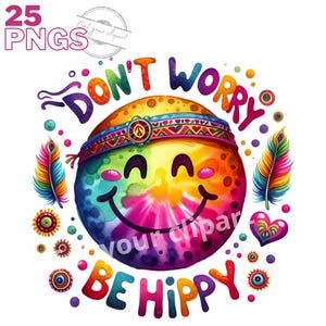 Ensemble d'illustrations Hippies, Cliparts hippies façon aquarelle pour tous vos projets créatifs et professionnels