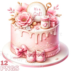 Set di illustrazioni per baby shower, clipart in stile acquerello per tutti i tuoi progetti creativi e professionali
