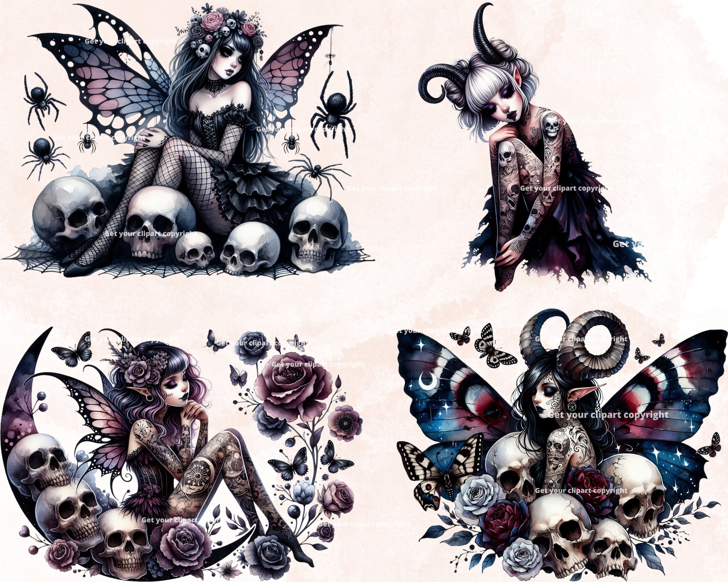Dark Fairy Clipart Bundle, Fantasy Graphics, Fairy Graphics, Gothic Png ...