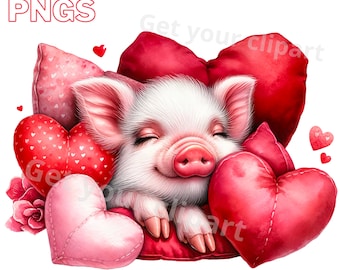 Images de cochon de Saint-Valentin, Images PNG de Saint-Valentin pour vos projets créatifs ou professionnels, usage commercial inclus