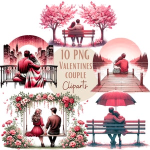 Valentijnsdag paar illustraties set, romantische clipart voor al uw creatieve projecten, inclusief commercieel gebruik
