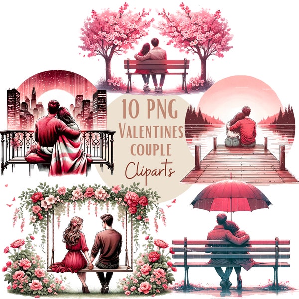 Ensemble d'illustrations de couple de Saint-Valentin, cliparts romantiques pour tous vos projets créatifs, usage commercial inclus