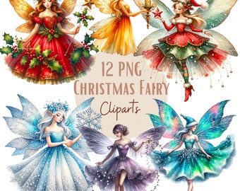 Set kerstfee-illustraties, winterclipart voor al uw creatieve en professionele projecten, inclusief commercieel gebruik