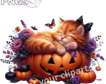 Halloween cat clipart bundle, Halloween clipart, Halloween png graphics, Halloween sublimation, Halloween cat png, With Commercial use