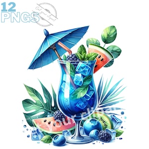 Set di clipart cocktail, immagine cocktail PNG per i tuoi progetti creativi, uso commerciale incluso, clipart cocktail acquerello