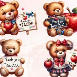 Thank You Teacher Teddy Bear Clipart Bundle, Teacher Appreciation ...