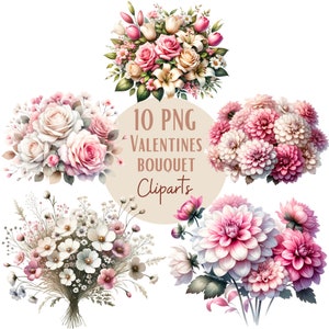 Set aus rosa Blumenstrauß-Illustrationen, Aquarell-Blumen-Cliparts für alle Ihre kreativen und professionellen Projekte