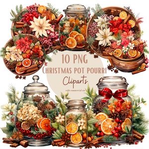 Ensemble d'illustrations de pot pourri de Noël, cliparts de Noël pour tous vos projets créatifs, usage commercial inclus
