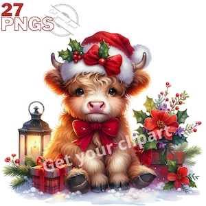 クリスマス高原の画像、クリスマス牛のクリエイティブまたはプロフェッショナルなプロジェクト用の PNG 画像、商用利用も含まれています