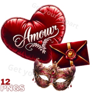 Ensemble d'illustrations de Saint-Valentin, cliparts "velours" pour tous vos projets créatifs, usage commercial inclus