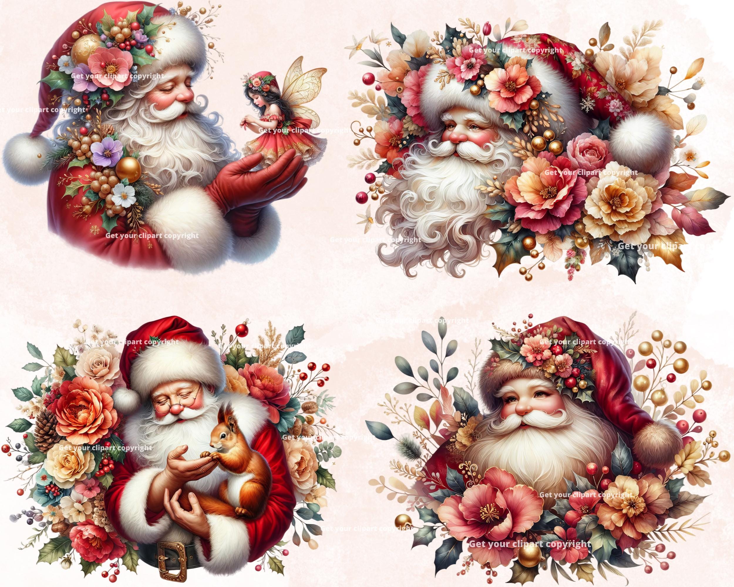 Xmas Santa Claus Clipart Bundle, Santa Claus and Reindeer Png Bundle ...