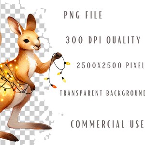 Christmas kangaroo clipart bundle, Australia graphics, Kangaroo clip art designs, Transparent background, Commercial use, Set of 10 image 4