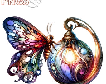 Mysterious Moth clipart bundle, Watercolor butterfly, watercolor butterfly clipart, Butterfly png files, With commercial use