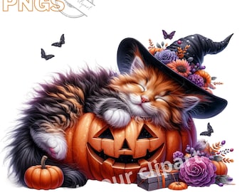 Halloween cat clipart bundle, Halloween clipart, Halloween png graphics, Halloween sublimation, Halloween cat png, With Commercial use