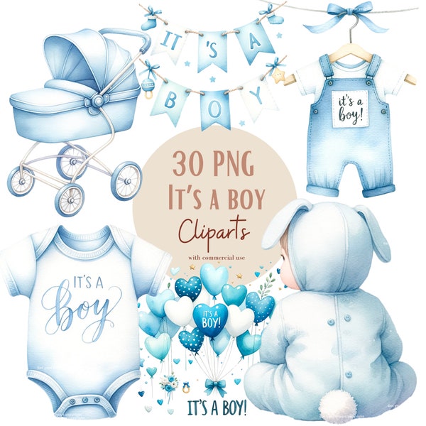 Ensemble d'illustrations de baby shower, Cliparts façon aquarelle pour tous vos projets créatifs et professionnels