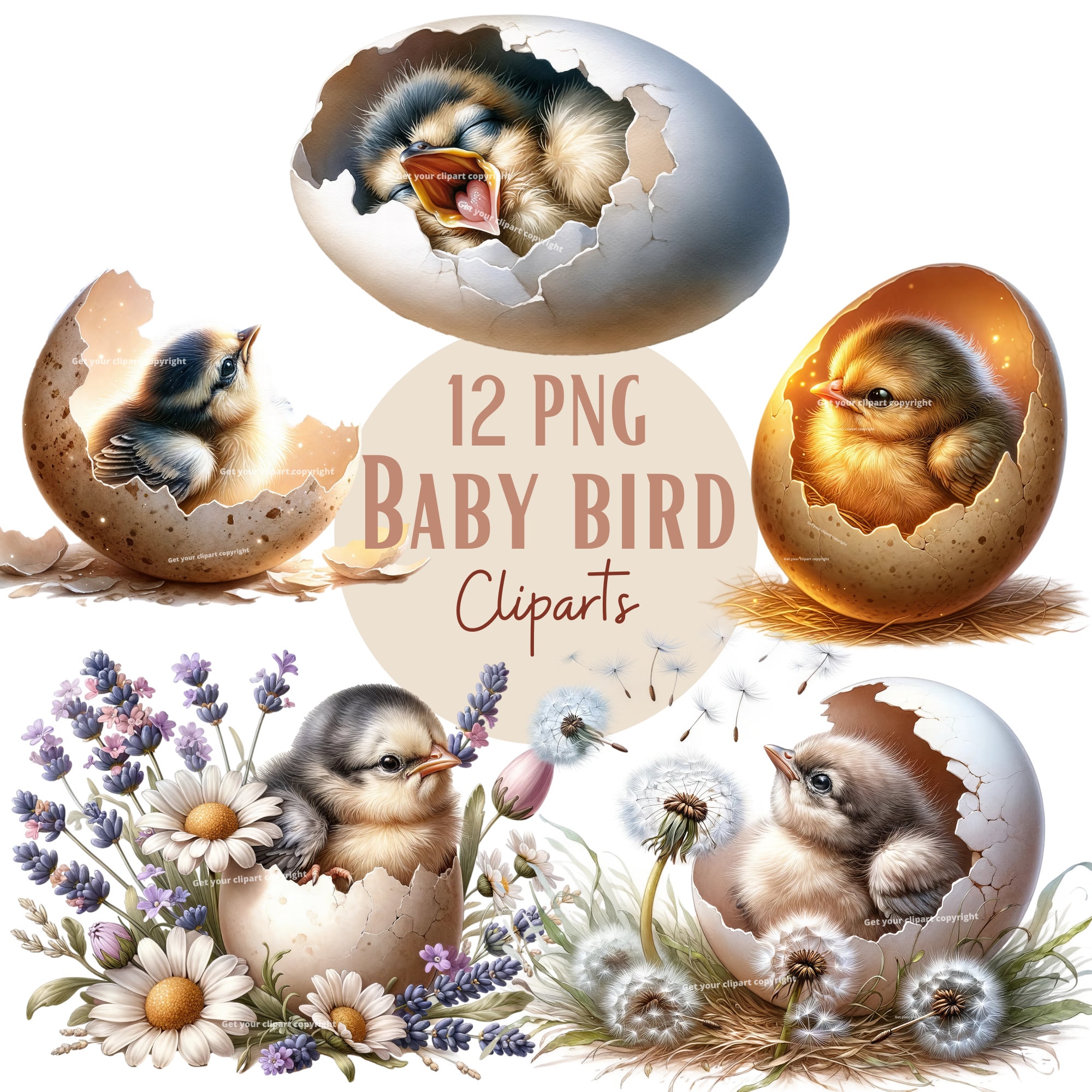 Set illustraties van babyvogels in hun schelp, aquarelvogel clipart voor al  uw creatieve en professionele projecten - Etsy België, image size:2000x2000