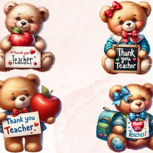 Thank You Teacher Teddy Bear Clipart Bundle, Teacher Appreciation ...