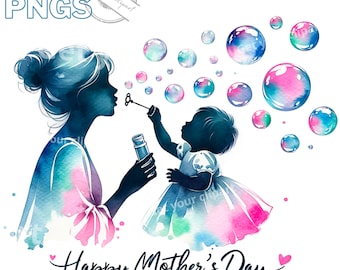 Conjunto de ilustraciones para el Día de la Madre, clipart de acuarela para todos tus proyectos creativos y profesionales