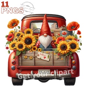 Ensemble d'illustrations de gnomes en fleurs, cliparts de jardin pour tous vos projets créatifs, usage commercial inclus