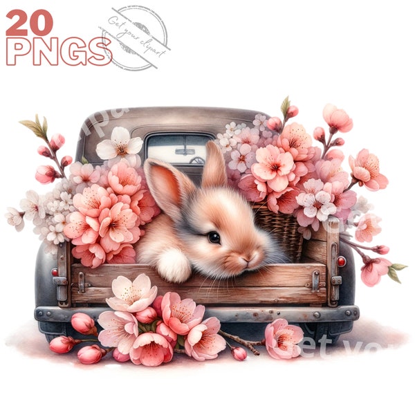 Spring bunny clipart bundle, Spring clipart, Cute bunny graphics, Spring designs, With transparent background and commercial use