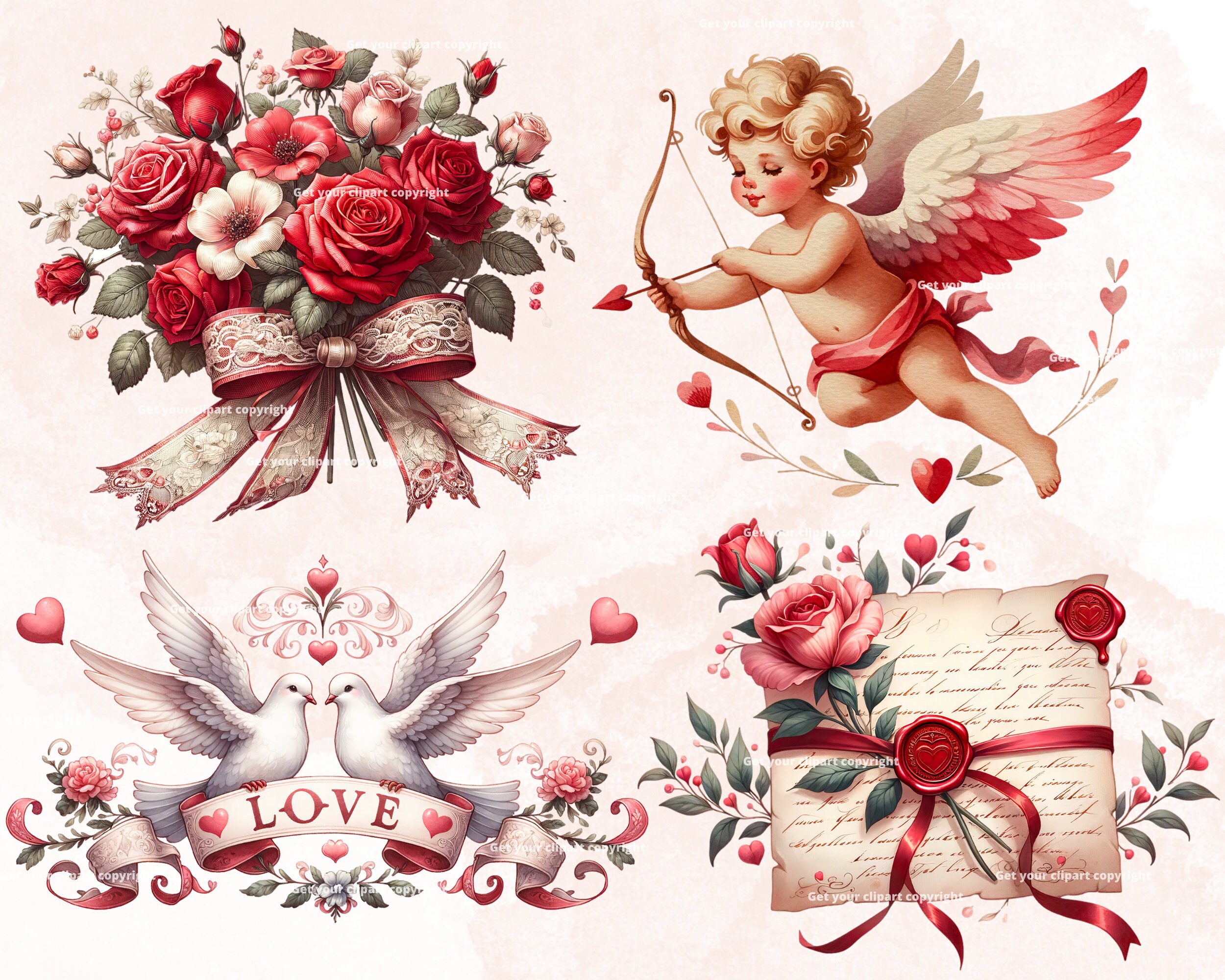 Victorian Valentines Day Clipart Bundle, Victorian Png Graphics ...