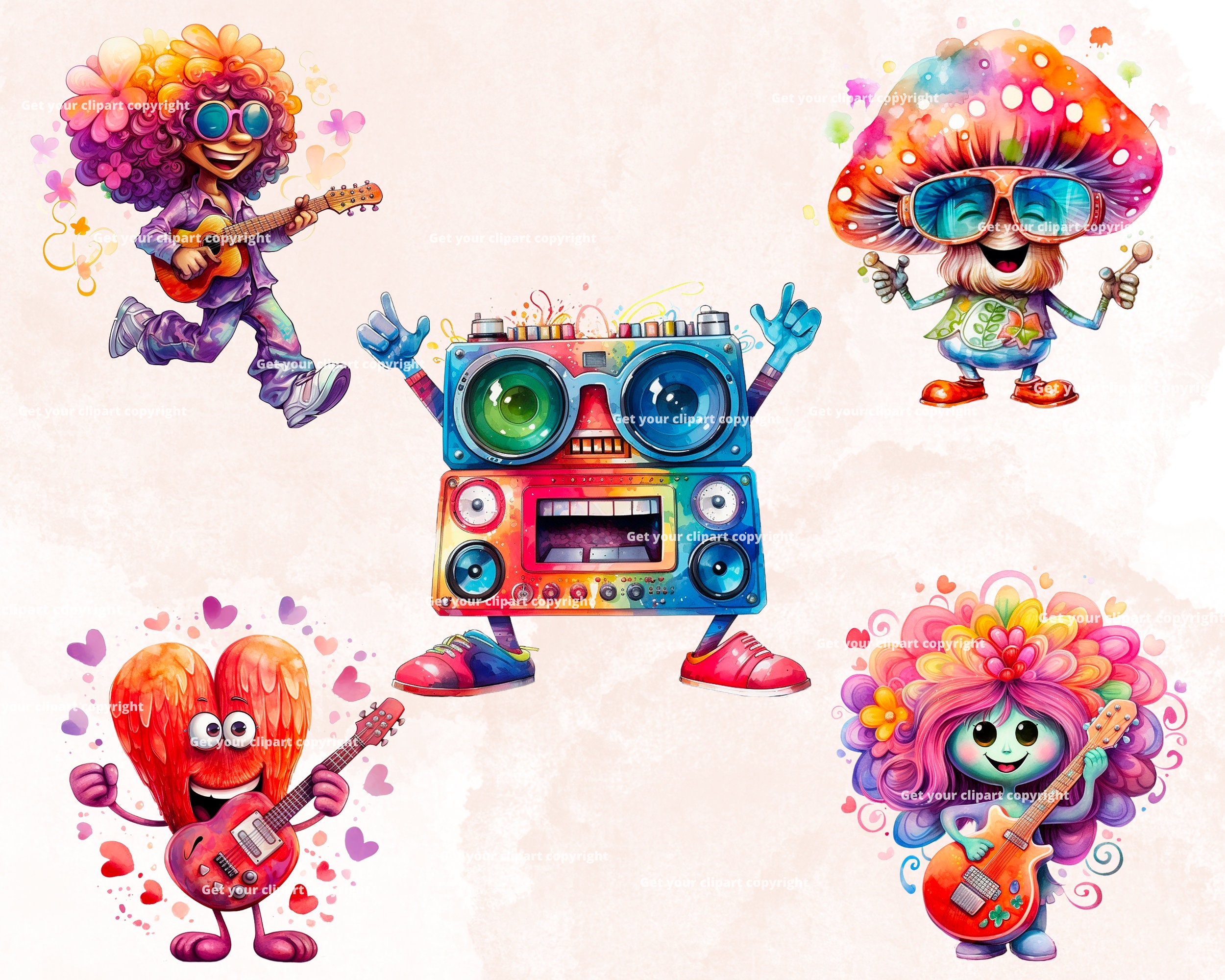 Groovy Character Clipart Bundle, Groovy Png Cliparts, Groovy Clipart ...