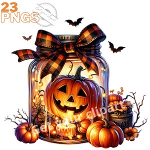 Ensemble d'illustrations de bocaux d'Halloween, cliparts d'automne pour tous vos projets créatifs et professionnels, usage commercial inclus