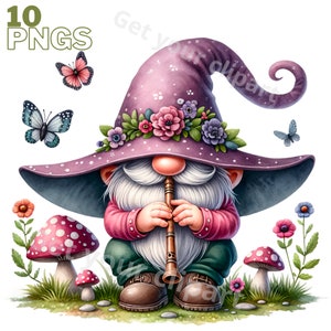 Ensemble d'illustrations de gnomes de jardin, cliparts de jardin pour tous vos projets créatifs, usage commercial inclus