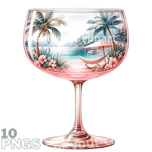Set di clipart cocktail, immagine cocktail PNG per i tuoi progetti creativi, uso commerciale incluso, clipart cocktail acquerello