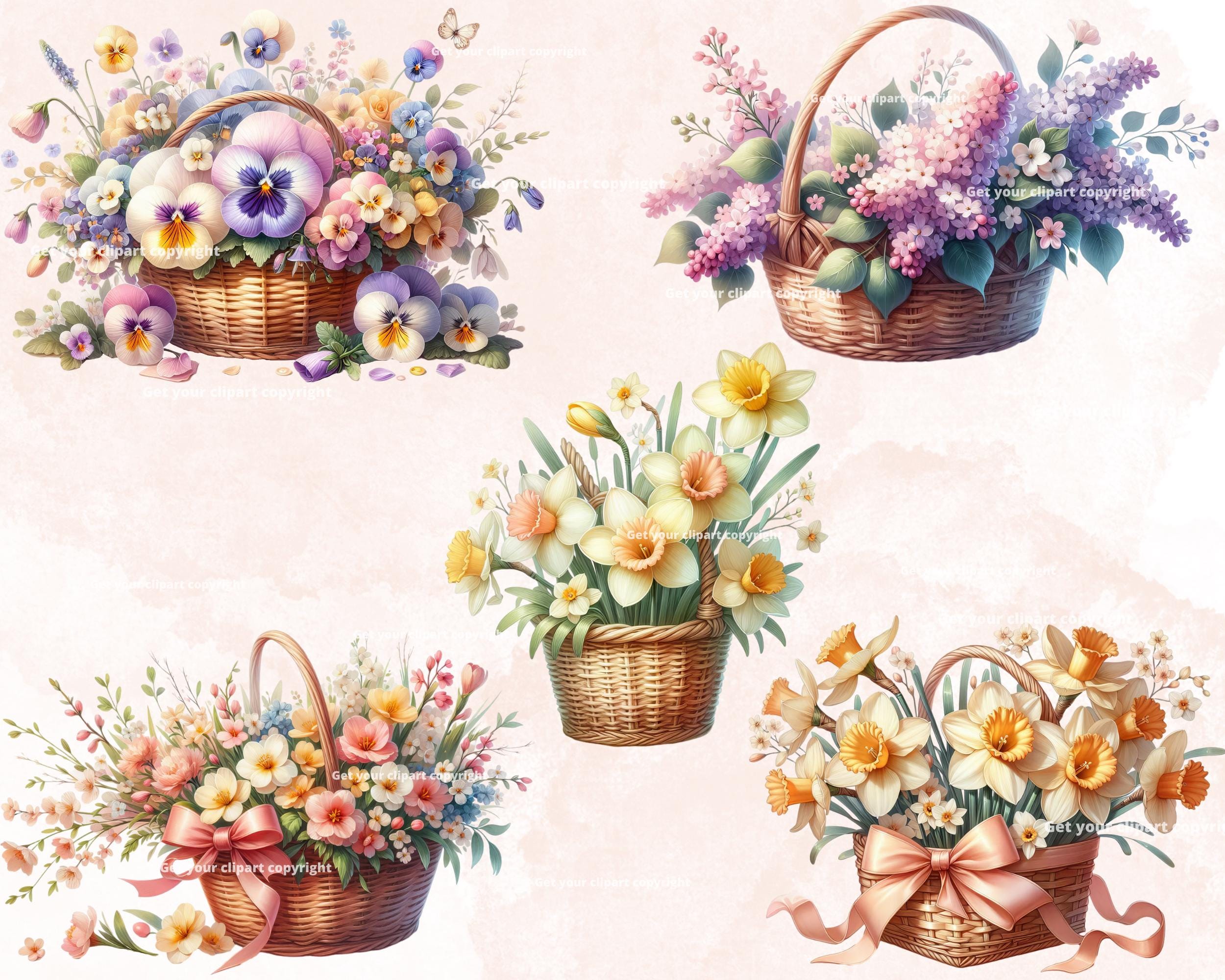 Spring Flowers Clipart Bundle, Watercolor Flowers Clipart, Spring Png ...