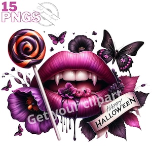 Ensemble d'illustrations de bouches d'Halloween, clipart d'Halloween pour tous vos projets créatifs, usage commercial inclus