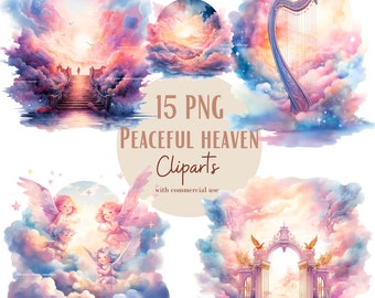 Ensemble d'illustrations du Paradis, Cliparts de Paradis façon aquarelle pour tous vos projets créatifs et professionnels